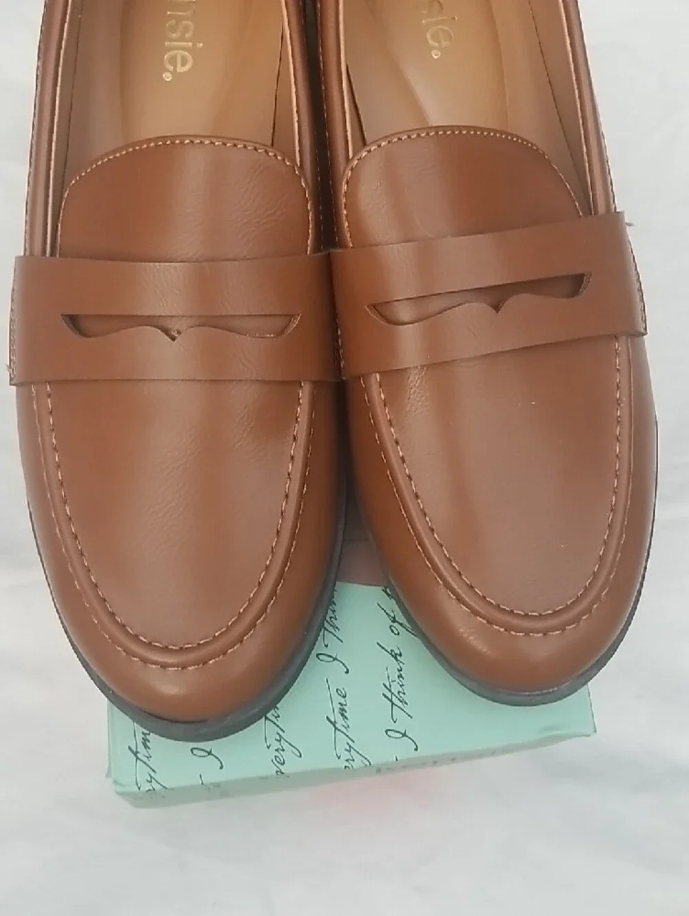 Kensie Gitty Cognac Brown Penny Loafers for Women 8.5